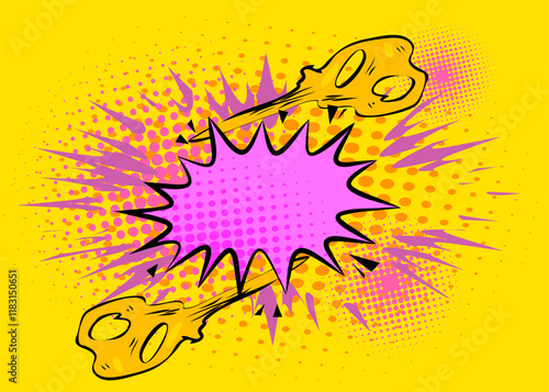 Cartoon pink and yellow background, comic book backdrop. Retro vector comics pop art design.