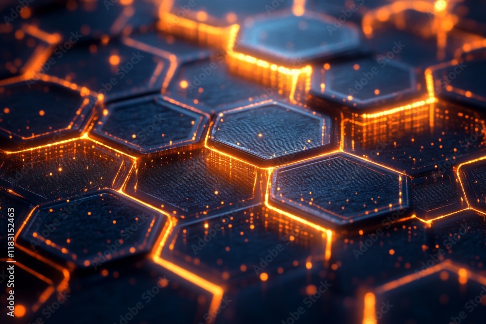 Digital glowing hexagonal pattern representing futuristic technology Digital glowing hexagonal pattern representing futuristic technology