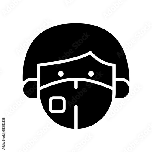 Wearing mask icon in glyph style