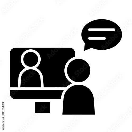 Online meeting icon in glyph style