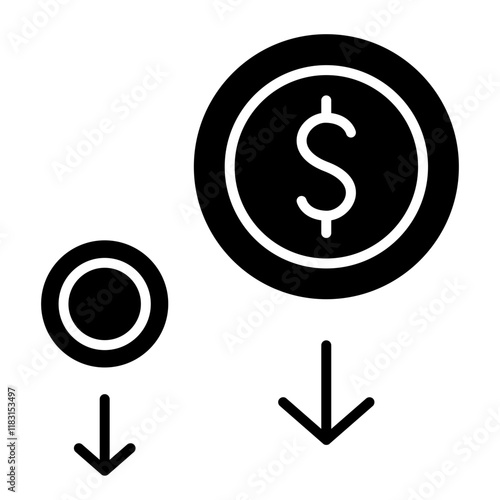 Economic recession icon in glyph style