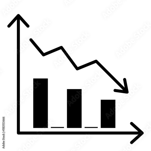 Stock falls icon in glyph style