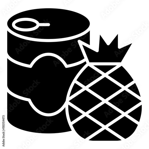 Canned pineapple icon in glyph style