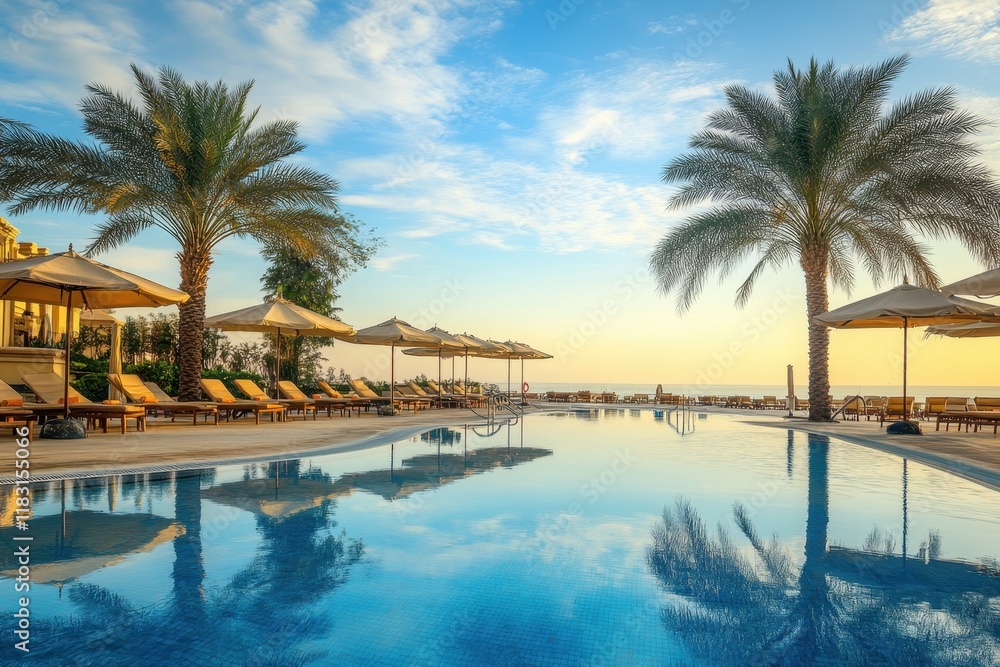 Sunrise Poolside Relaxation Ocean View Resort Sunrise Poolside Relaxation Ocean View Resort
