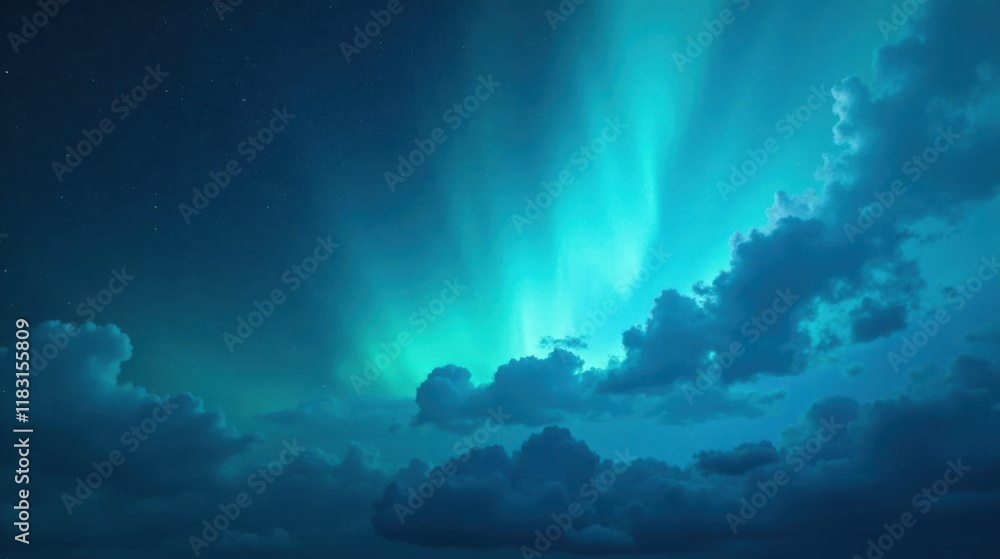 custom made wallpaper toronto digitalCelestial Canvas Night Sky Illuminated by Vibrant Aurora Borealis and Dark Clouds