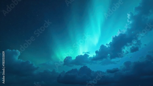 Wallpaper Mural Celestial Canvas Night Sky Illuminated by Vibrant Aurora Borealis and Dark Clouds Torontodigital.ca