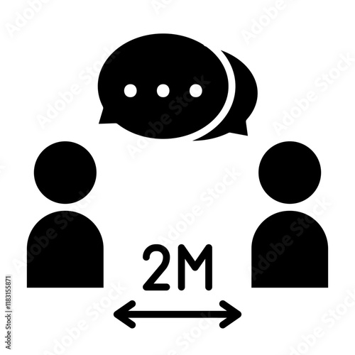 Social distancing icon in glyph style
