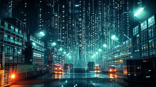 Wallpaper Mural industrial warehouse with boxes with neon light. futuristic logistic and business Torontodigital.ca