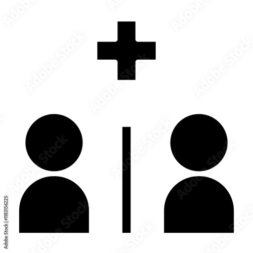 Social distancing icon in glyph style