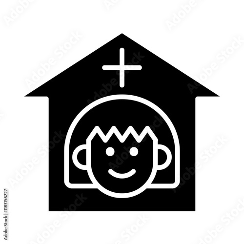 Stay home icon in glyph style