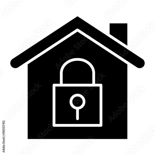 Home security icon in glyph style