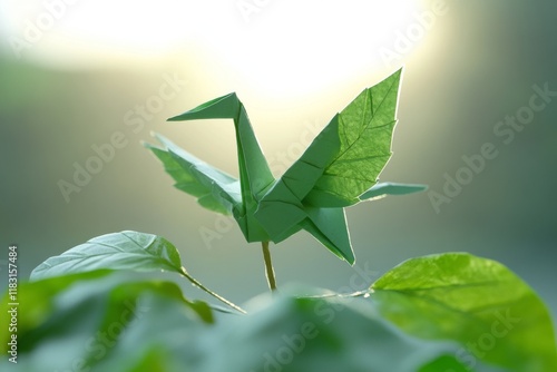 Two green leaves growing close together in natural light photo