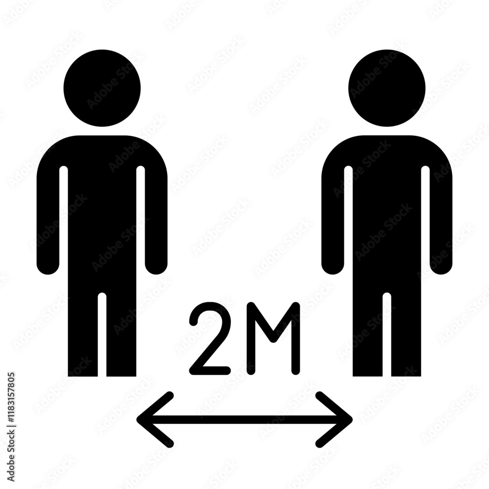 Social distancing icon in glyph style Social distancing icon in glyph style