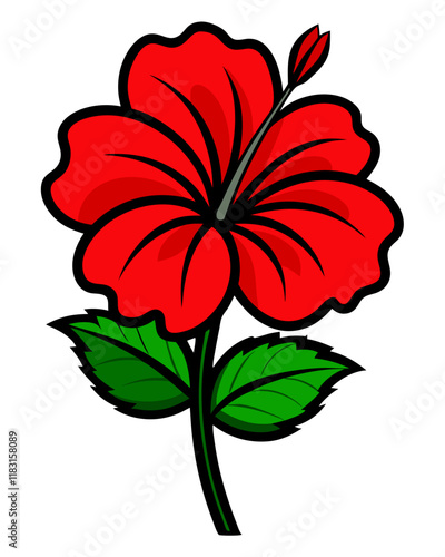 Hibiscus Flower Vector Illustration, Elegant Floral Design