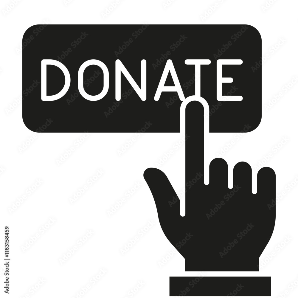 Online donation icon in glyph style Online donation icon in glyph style