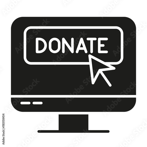 Online donation icon in glyph style