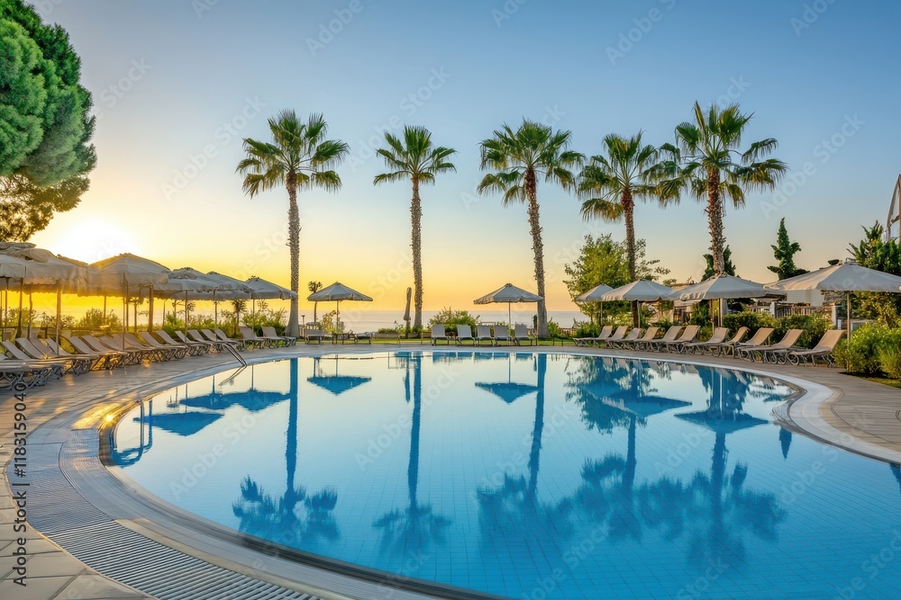Sunrise Poolside Resort Relaxation, Ocean View Sunrise Poolside Resort Relaxation, Ocean View