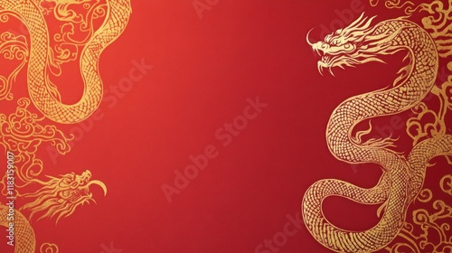 Wallpaper Mural A modern red and gold Chinese New Year background with a detailed golden snake pattern, leaving copy space for text and designs Torontodigital.ca
