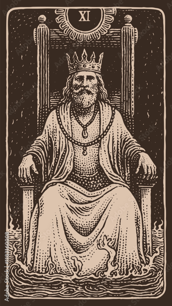 Fototapeta premium Illustration of King David sitting on his throne