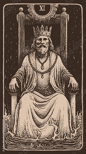 Illustration of King David sitting on his throne