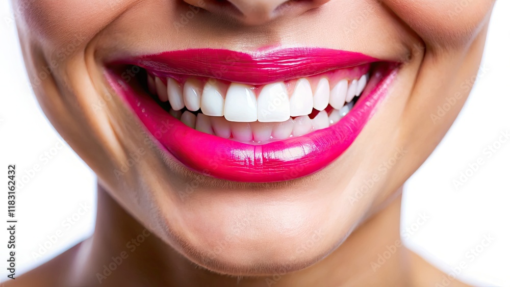 Fototapeta premium Stunning close-up: perfectly white teeth, healthy pink gums, tilt-shift artistry.
