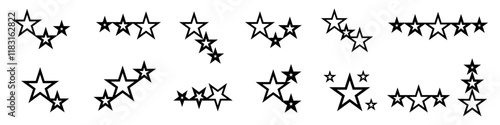 Y2K Aesthetic Sparkling Stars Retro Trendy Minimalistic Abstract Design for Futuristic Digital Graphics, Posters and Illustration Resources