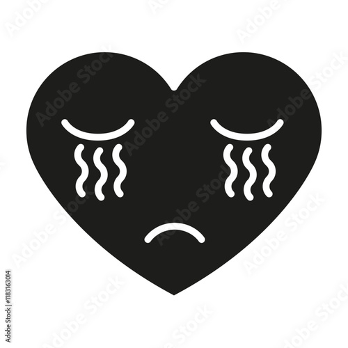 Broken heart icon in glyph style