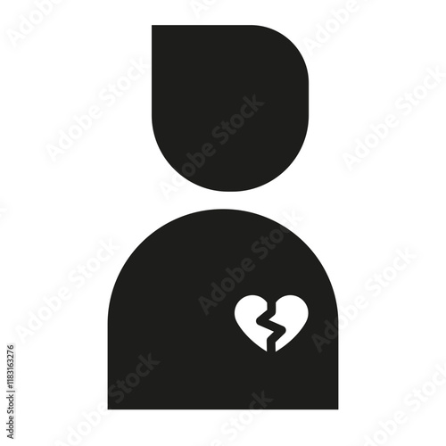 Broken heart icon in glyph style