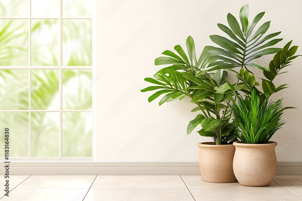 Fototapeta premium Indoor Plants, Potted Greenery, Home Decor - Biophilic design