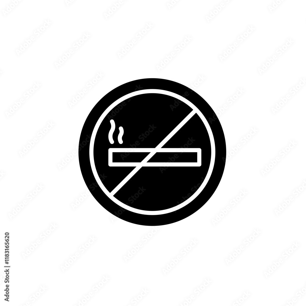 Non-smoking icon in glyph style Non-smoking icon in glyph style