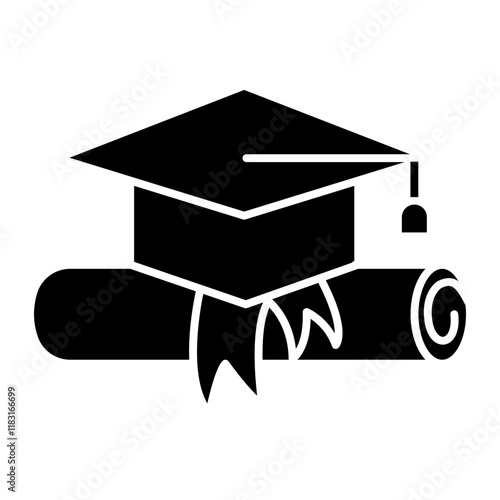 Graduation icon in glyph style
