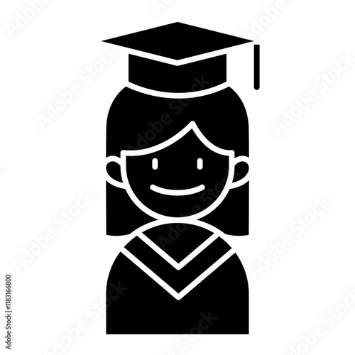 graduation woman icon in glyph style