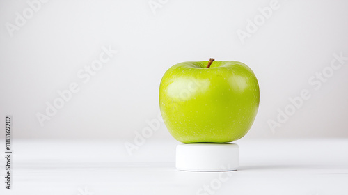Green Apple on White Pedestal