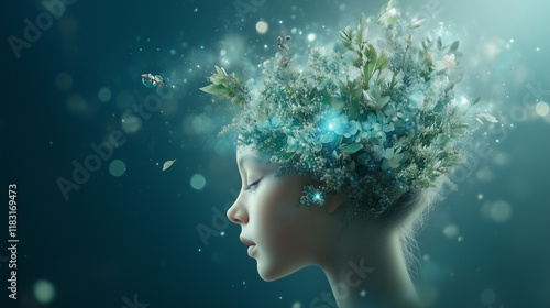 Dreamlike Child with Floral...