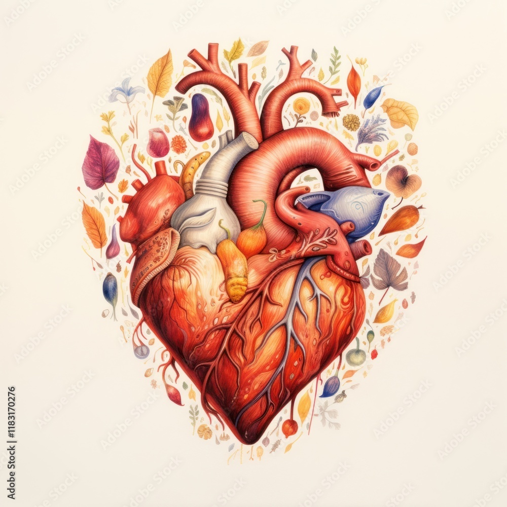 Fototapeta premium Heart painting drawing sketch.