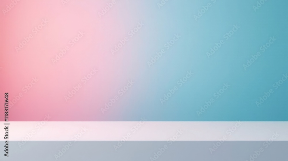 Obraz premium Pastel Pink and Blue Studio Backdrop with Clean White Table