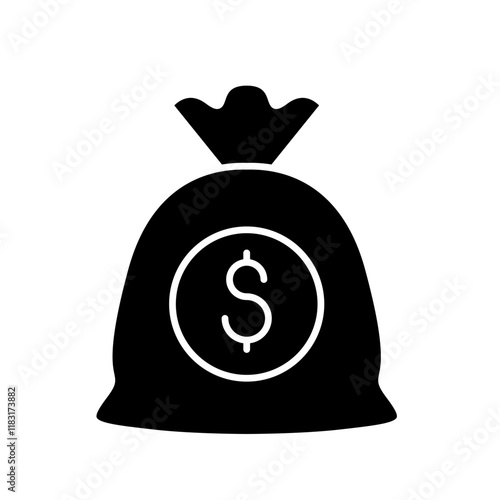 Money bag icon in glyph style