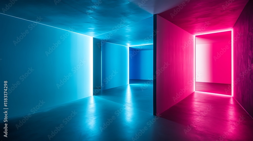 Obraz premium Abstract Neon Lit Room Architectural Design