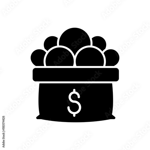 money bag icon in glyph style