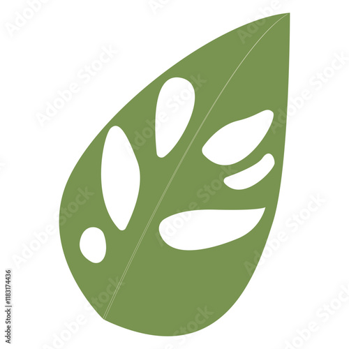 Tropical Leaves Illustration. Flat Cartoon Design of Plant and Flower. Isolated Vector