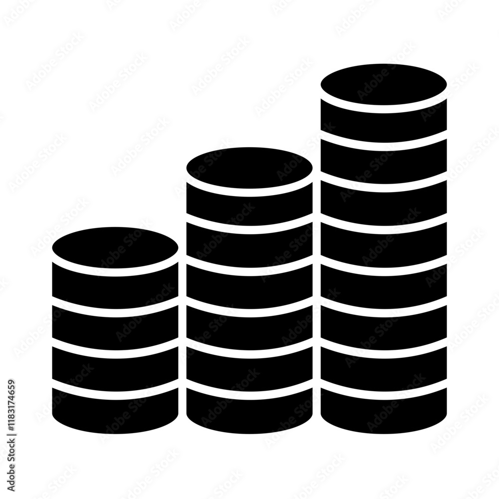 Stack of coins icon in glyph style Stack of coins icon in glyph style