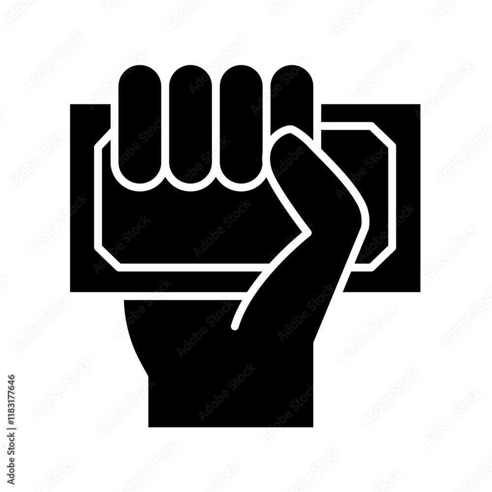 Hand holding money icon in glyph style Hand holding money icon in glyph style