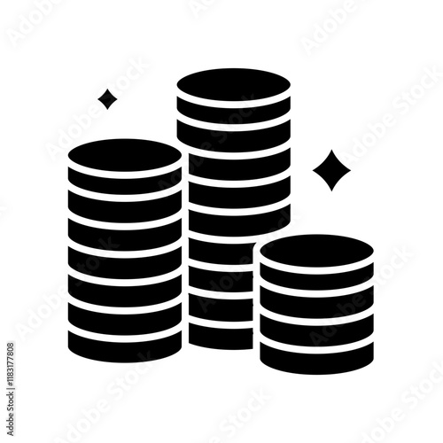 Coins stack icon in glyph style