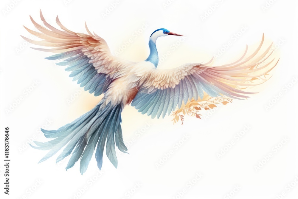 Obraz premium PNG Traditional chinese crane flying animal bird white background.