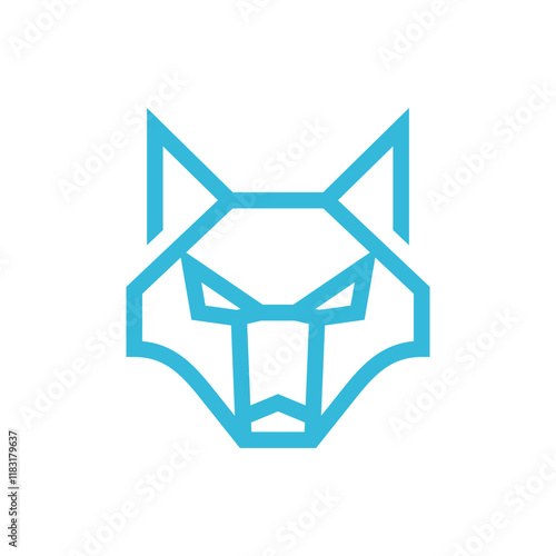 Minimalist wolf head logo with geometric line art
