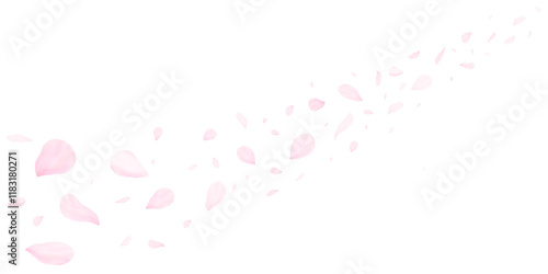 春の満開の桜の花びらが風に舞うイラスト　PNG透過素材