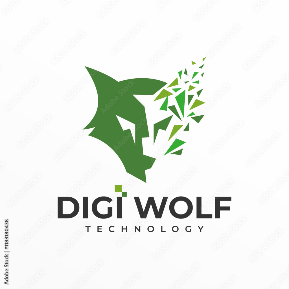 Obraz premium Wolf Tech Logo Icon Vector Template
