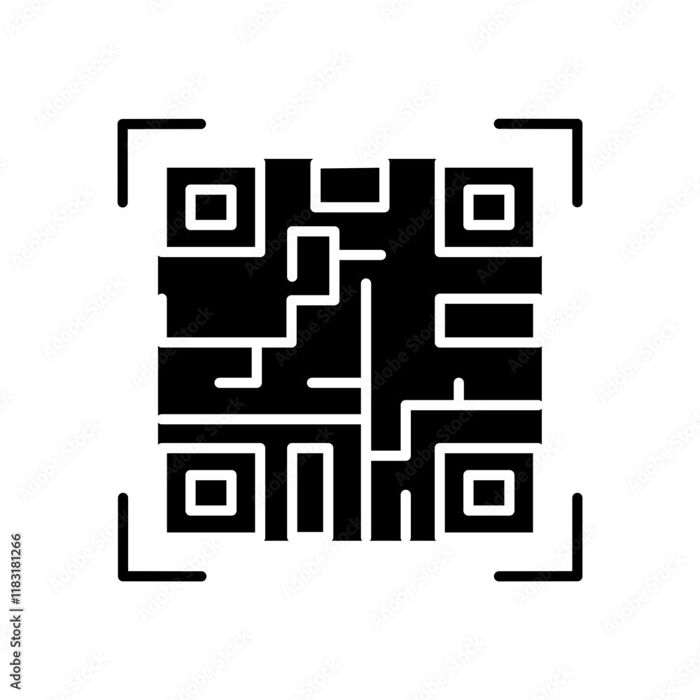 QR code icon in glyph style QR code icon in glyph style