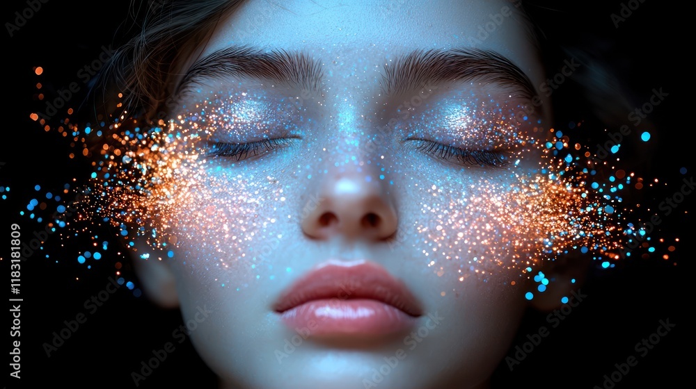 Ethereal portrait with sparkling effects.
