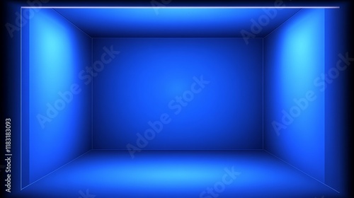 Wallpaper Mural Blue illuminated empty room digital rendering Torontodigital.ca